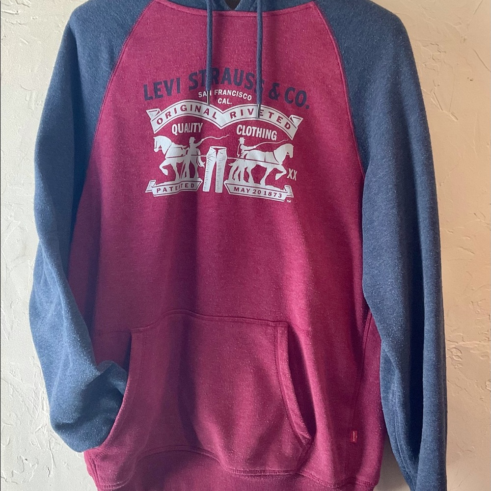 Levi's Mens SML Graphic Logo Fleece Lined Soft Hoodie Drawstring Horse Team.